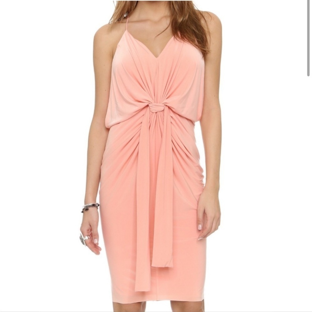 NWOT Misa Los Angeles Domino blush pink tie front midi dress size